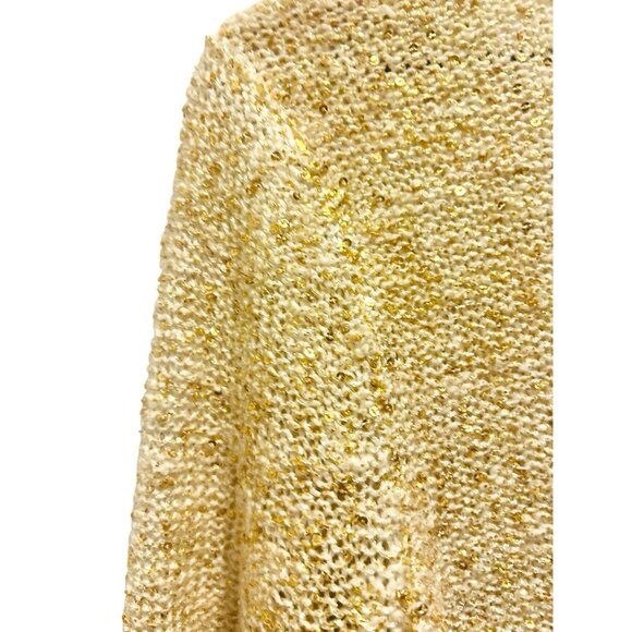 Chico’s Metallic Sequin Sweater Hi-Low Hem Cream Ivory Women’s Size 1 (M/L) - Picture 13 of 15